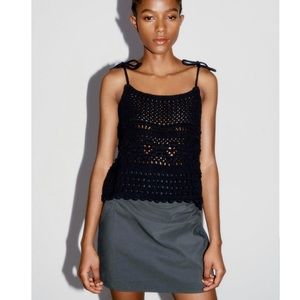 ZARA NWT POINTELLE KNIT TOP M
